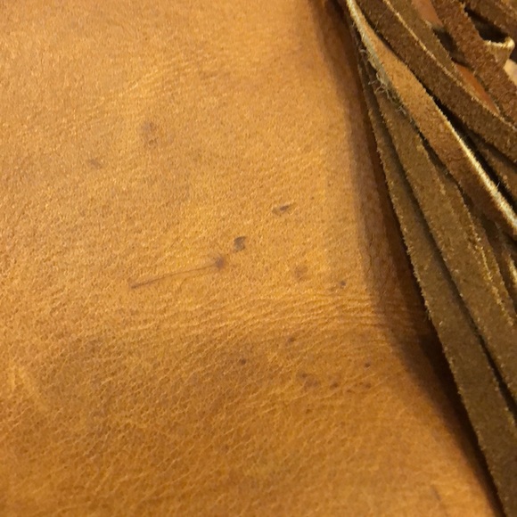 Bohemian Tan Crossbody Bag with Multicolor Accent HUIPIL Woven Design FRINGE - Picture 3 of 4